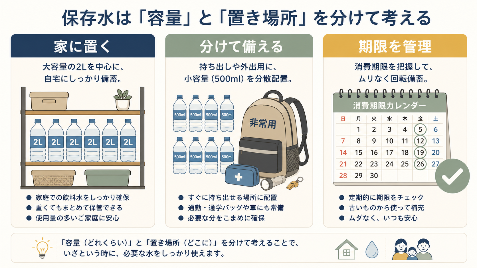 保存水は容量と置き場所を分けて考える